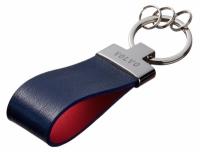 Кожаный брелок Volvo Premium Leather Keychain, Metall/Leather, Blue/Red, артикул FKBRLTVO