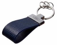 Кожаный брелок Land Rover Premium Leather Keychain, Metall/Leather, Blue/Blue, артикул FKBRLBPLR