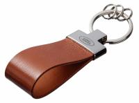 Кожаный брелок Land Rover Premium Leather Keychain, Metall/Leather, Cognac/Cognac, артикул FKBRLCLR