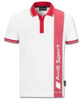 Мужская рубашка-поло Audi Sport Poloshirt, Mens, White/Red, артикул 3131801122
