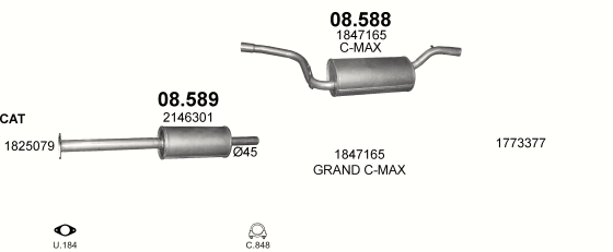 Глушитель Ford C-Max (2010-) 8588