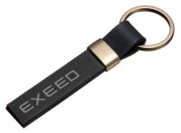 Кожаный брелок EXEED Logo Keychain, Metall/Leather Saffiano 2, Black/Silver, артикул FKBLRTEDB