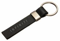 Кожаный брелок Infiniti Logo Keychain, Metall/Leather Saffiano 2, Black/Silver, артикул FKBLRTINB