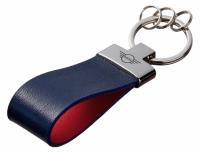 Кожаный брелок MINI Premium Leather Keychain, Metall/Leather, Blue/Red, артикул FKBRLTMI Кожаный брелок MINI Premium Leather Keychain, Metall/Leather, Blue/Red, артикул FKBRLTMI