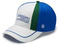 Бейсболка Volkswagen Baseball Cap, Legendary years of Motorsport, Blue/Green/White, артикул 5NG084300B