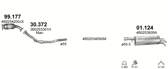 Глушитель Audi A6 C5/4B (1997-2004) 1124