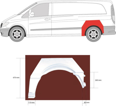 Арка задняя правая Mercedes Viano W639 (2003-2015) 3542592