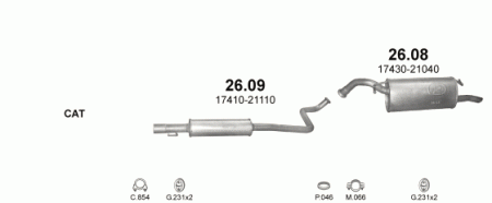 Глушитель Toyota Yaris Verso (1999-2006) 2608