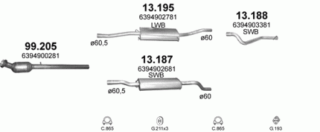 Глушитель Mercedes Vito W639 (2003-2014) 13188