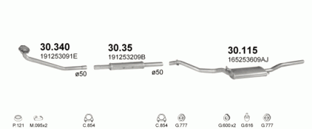 Глушитель Volkswagen Jetta (1984-1992) 30115
