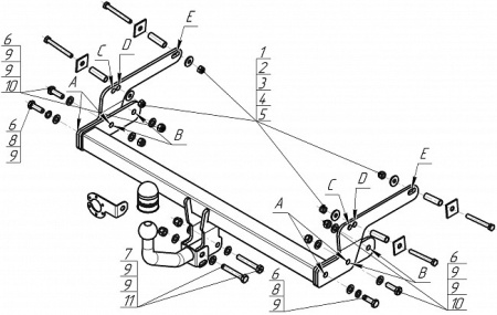Прицепное устройство (фаркоп) Renault Sandero (2013-) 91717A