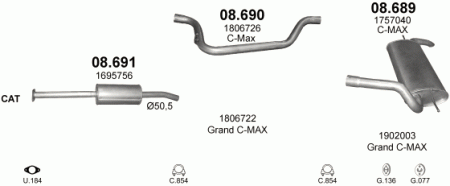 Глушитель Ford C-Max (2010-) 8691