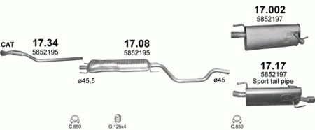 Глушитель Opel Meriva (2002-2010) 1708