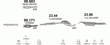 Глушитель Seat Toledo (1991-1999) 2344