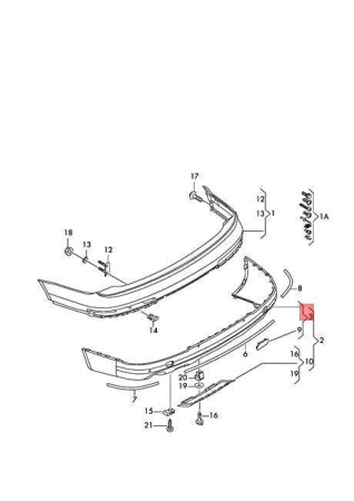 Юбка бампера заднего Audi Q7 4L (2005-2015) 0040954