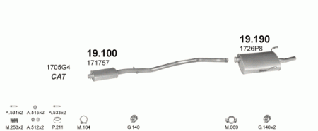 Глушитель Peugeot 406 (1995-2004) 19190