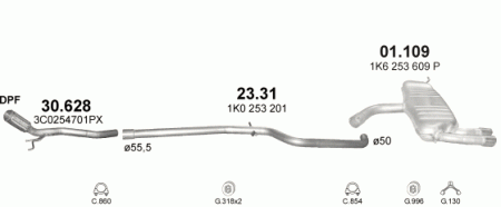 Глушитель Audi A3 8P/8PA (2003-2013) 1109