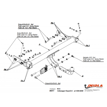 Прицепное устройство (фаркоп) Volkswagen Passat B4 (1993-1997) W011