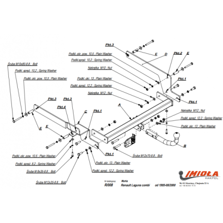 Прицепное устройство (фаркоп) Renault Laguna (1993-2000) R008