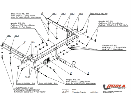 Прицепное устройство (фаркоп) Chevrolet Orlando (2010-2015) CH011