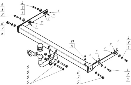 Прицепное устройство (фаркоп) Volkswagen Tiguan (2007-2016) 