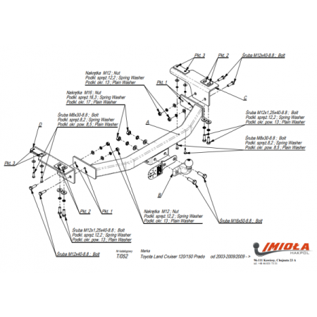 Прицепное устройство (фаркоп) Toyota Land Cruiser Prado J120 (2002-2009) T052