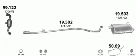 Глушитель Peugeot 206 (1998-2009) 19502