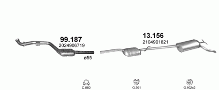 Глушитель Mercedes E W210 (1995-2002) 13156