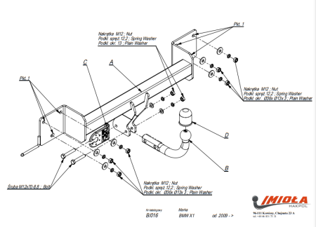Прицепное устройство (фаркоп) BMW X1 E84 (2009-2015) B016