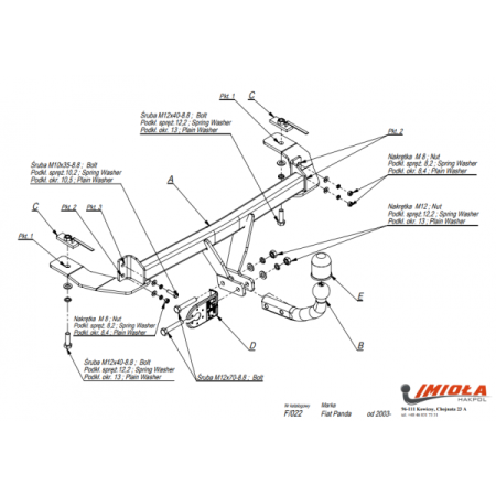 Прицепное устройство (фаркоп) Fiat Panda (2003-2011) F022