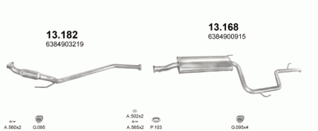 Глушитель Mercedes Vito W638 (1996-2003) 13182
