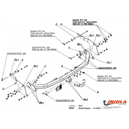 Прицепное устройство (фаркоп) Renault Espace (2002-2014) R034