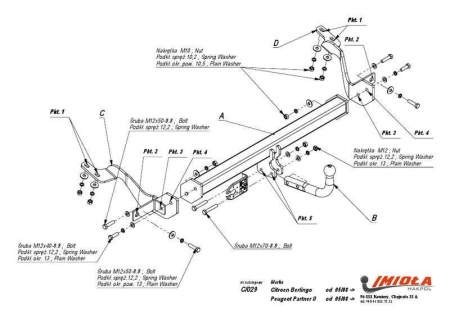 Прицепное устройство (фаркоп) Peugeot Partner (2008-) C029