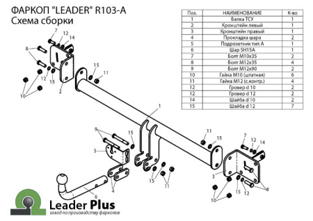 Прицепное устройство (фаркоп) Renault Megane (2002-2009) R103A 