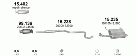 Глушитель Nissan Primera P11/W11 (1996-2002) 15238