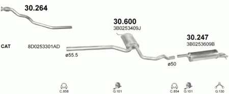 Глушитель Volkswagen Passat B5 (1996-2005) 30600
