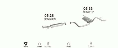 Глушитель Daewoo Matiz (1998-) 533