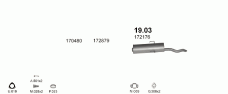 Глушитель Peugeot 309 (1985-1993) 1903