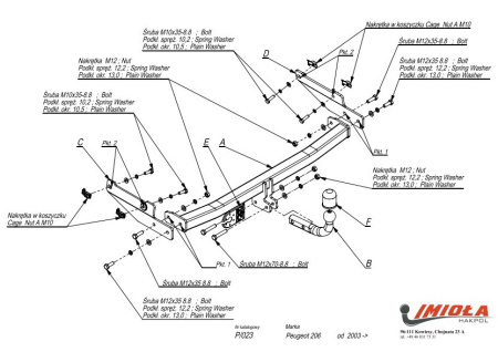 Прицепное устройство (фаркоп) Peugeot 206 (1998-2009) P023