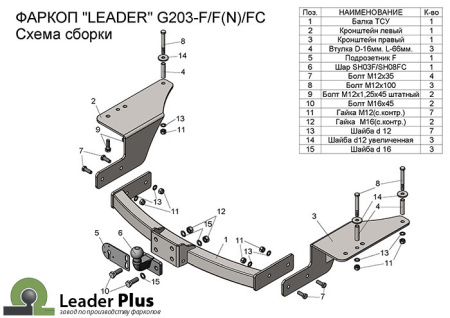 Прицепное устройство (фаркоп) Geely Emgrand X7 (2011-) G203F 