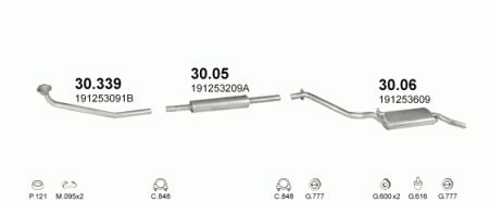 Глушитель Volkswagen Golf (1983-1992) 30339