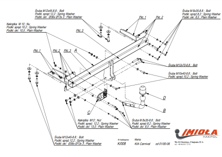 Прицепное устройство (фаркоп) Kia Carnival (1998-2006) K008