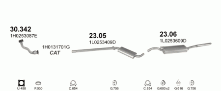 Глушитель Volkswagen Passat B4 (1993-1997) 30342