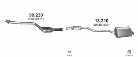 Глушитель Mercedes C W203 (2000-2007) 13210