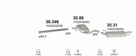 Глушитель Volkswagen Golf (1991-1997) 30346