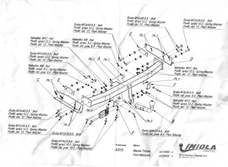 Прицепное устройство (фаркоп) Mazda Tribute (2000-2008) X015