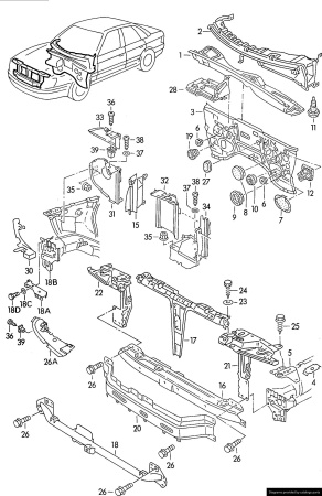 Передняя панель крепления облицовки (телевизор) Audi 80 B3/8A (1986-1991) 130724