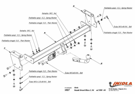 Прицепное устройство (фаркоп) Suzuki Grand Vitara FT (1998-2006) V027 Прицепное устройство (фаркоп) Suzuki Grand Vitara FT (1998-2006) V027