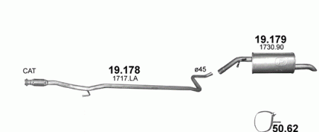Глушитель Peugeot 208 (2012-2019) 19178