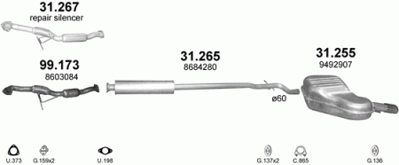 Глушитель Volvo S60 (2000-2009) 31255